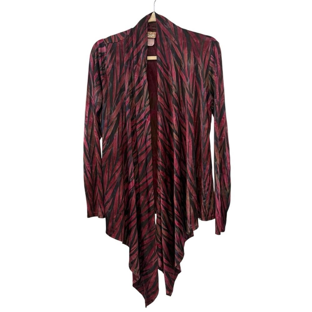 Daytrip Large Red Black Flame Print Open Front Cardigan Witchy Goth Festival